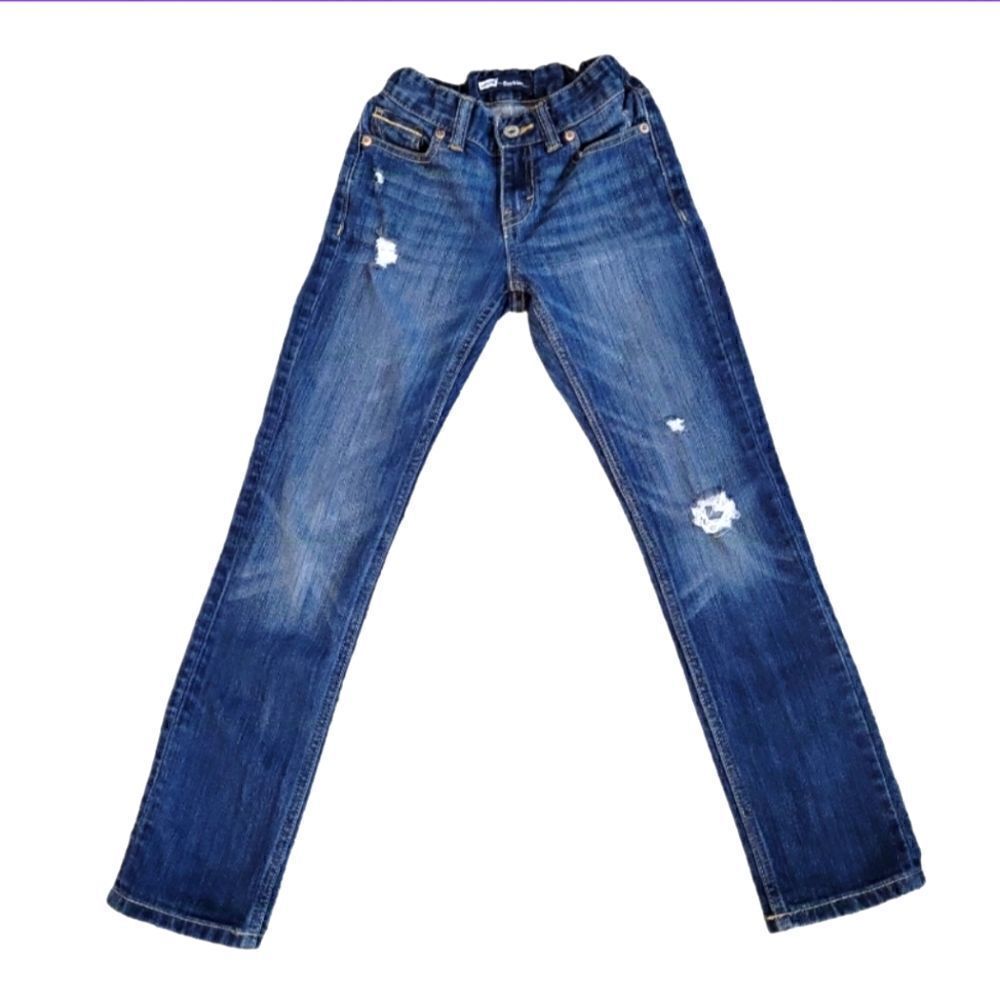 EC LEVI'S BOYFRIEND FIT ADJUSTABLE WAIST DISTRESSED JEANS SZ. 8